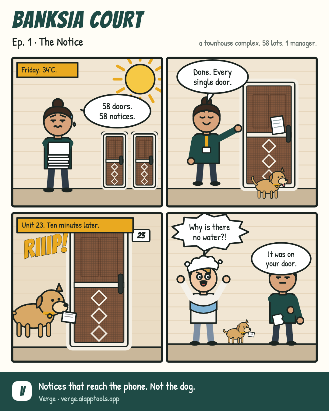 Banksia Court episode 1 comic: The Notice