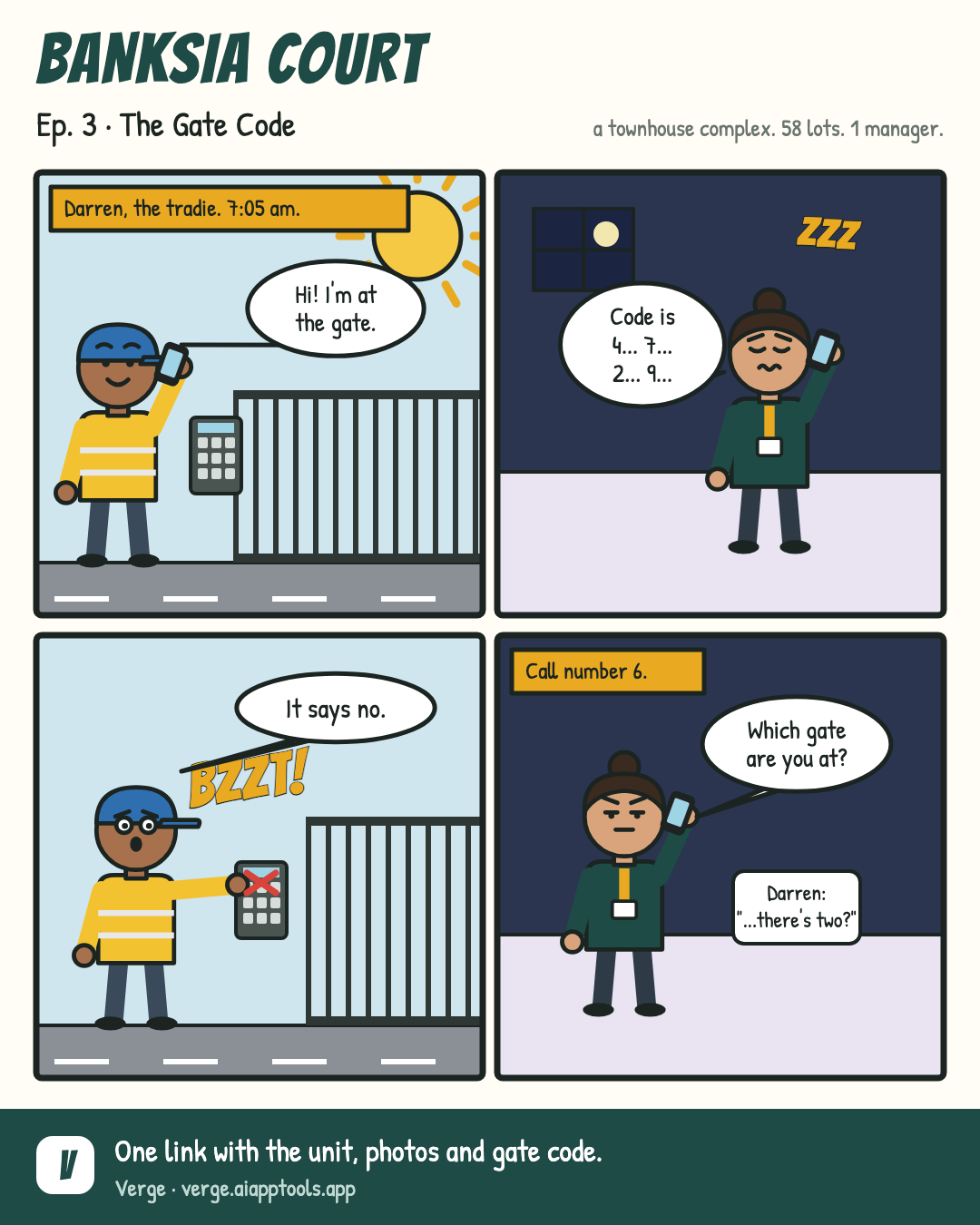 Banksia Court episode 3 comic: The Gate Code