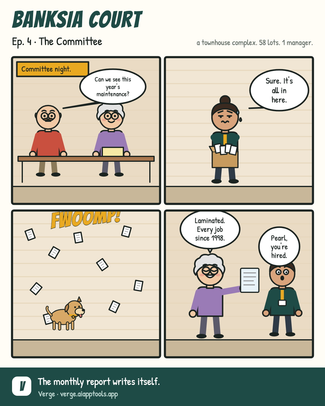 Banksia Court episode 4 comic: The Committee